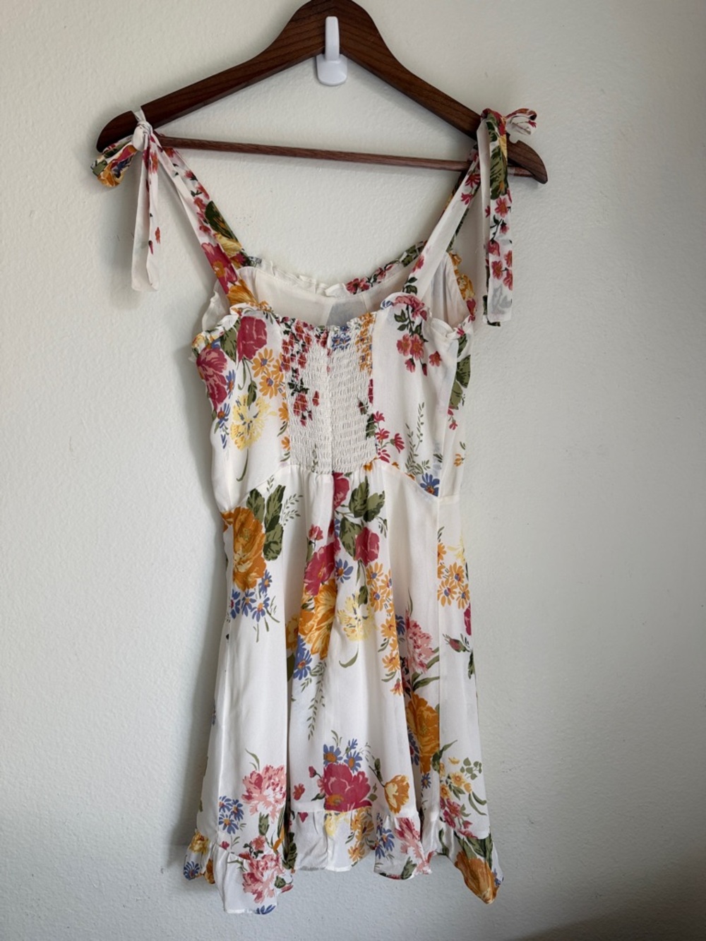 Reformation White Sundress Floral Tie-Shoulder Mini Dress - Picture 4 of 9
